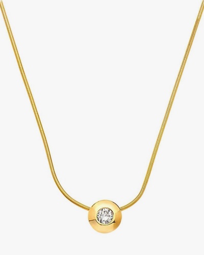 14 Karat Gold Tubular Diamond Chain with Diamond Pendant