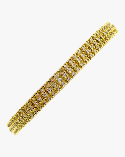 14 Karat Yellow Gold Three-Row Diamond Tennis Bracelet